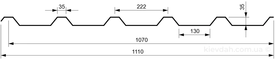Чертеж профнастила ПК-35